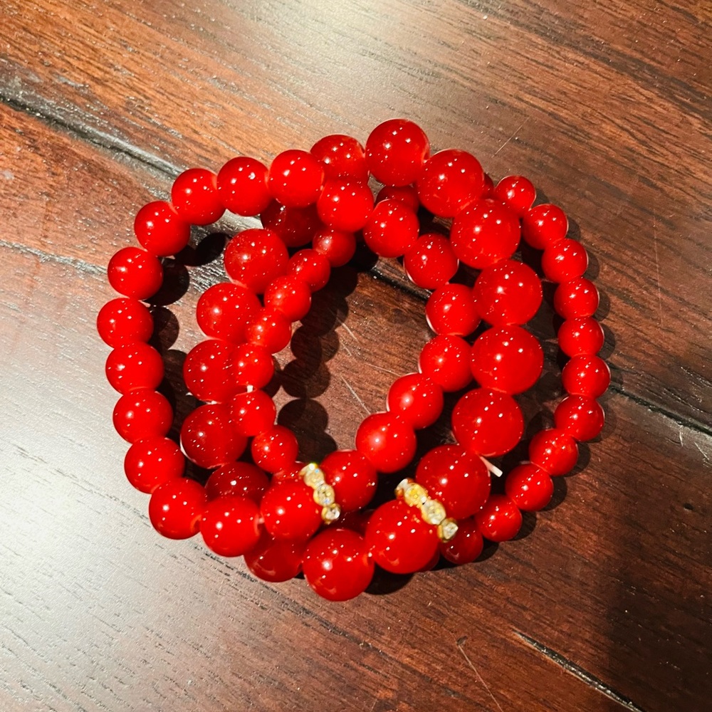 Kohl’s red beaded bracelets (set of 3)